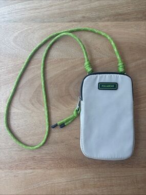 Pull&Bear Cream Phone Pouch with Neon Green Cord Strap